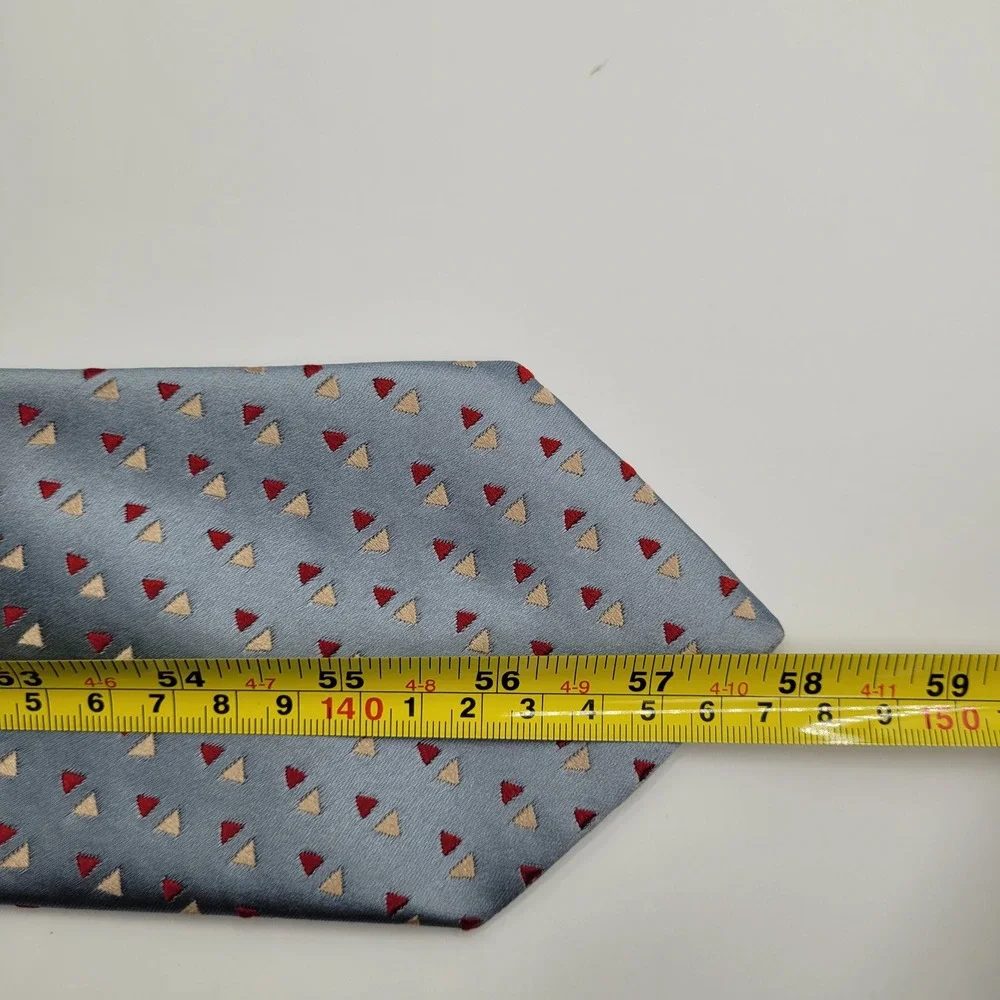 Charvet Necktie Mens One Size Blue Geometric Triangle Silk France